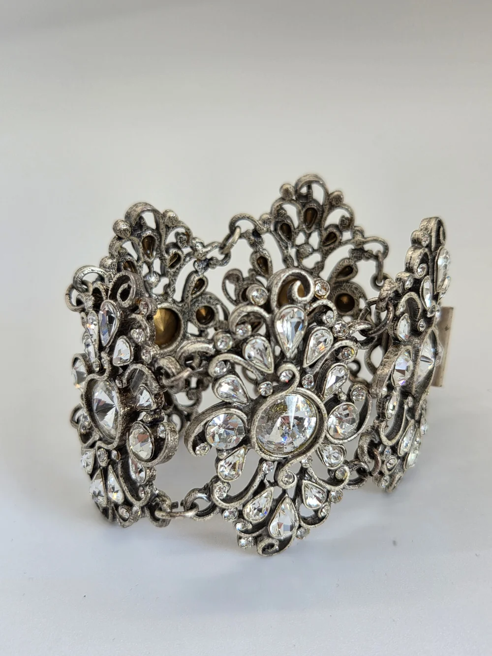 Vintage, Sweet Romance Swarvoski Crystal Floral Link Bracelet